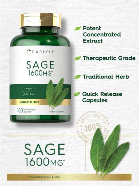 Sage 1600mg | 180 Capsules – Carlyle Nutritionals