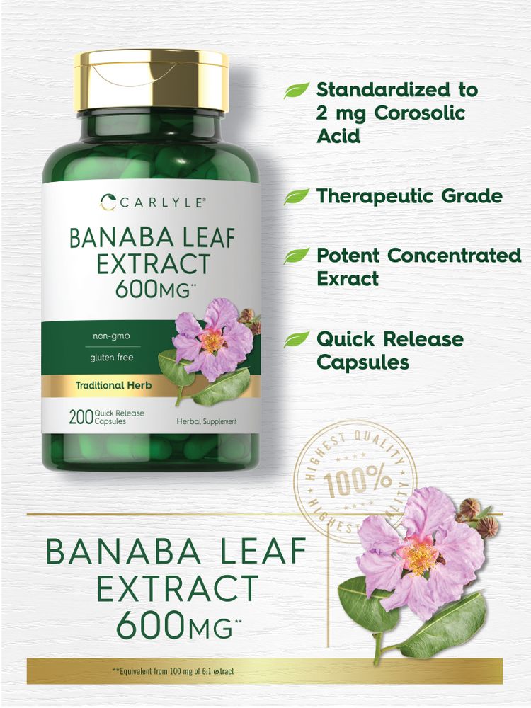 Extrait de Feuille de Banaba 600mg | 200 Capsules