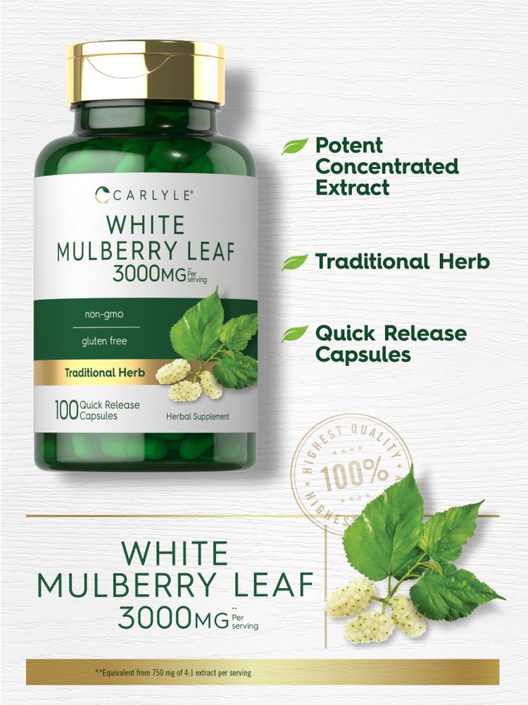 Mulberry Leaf 3000mg per serving | 100 Capsules