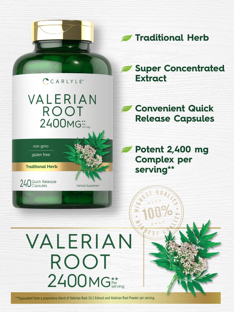 Raiz de Valeriana 2400mg por porção | 240 Cápsulas