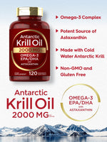 Load image into Gallery viewer, Antarctic Krill Oil 2000mg | Omega-3 EPA, DHA, Astaxanthin | 120 Softgels
