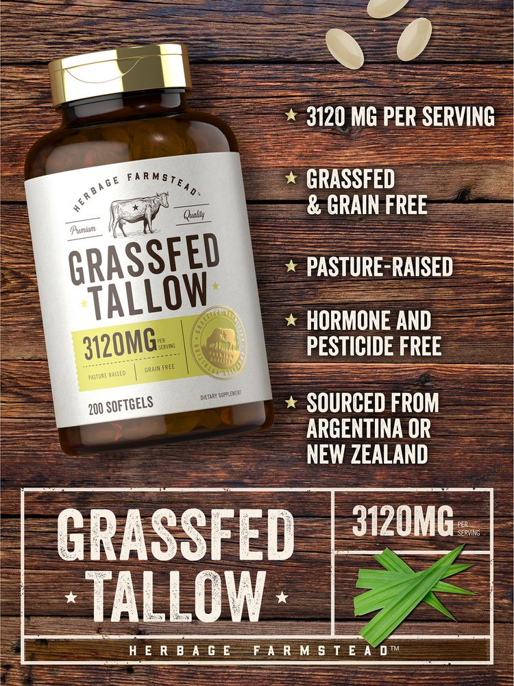 Grass Fed Tallow 3120mg per serving | 200 Softgels