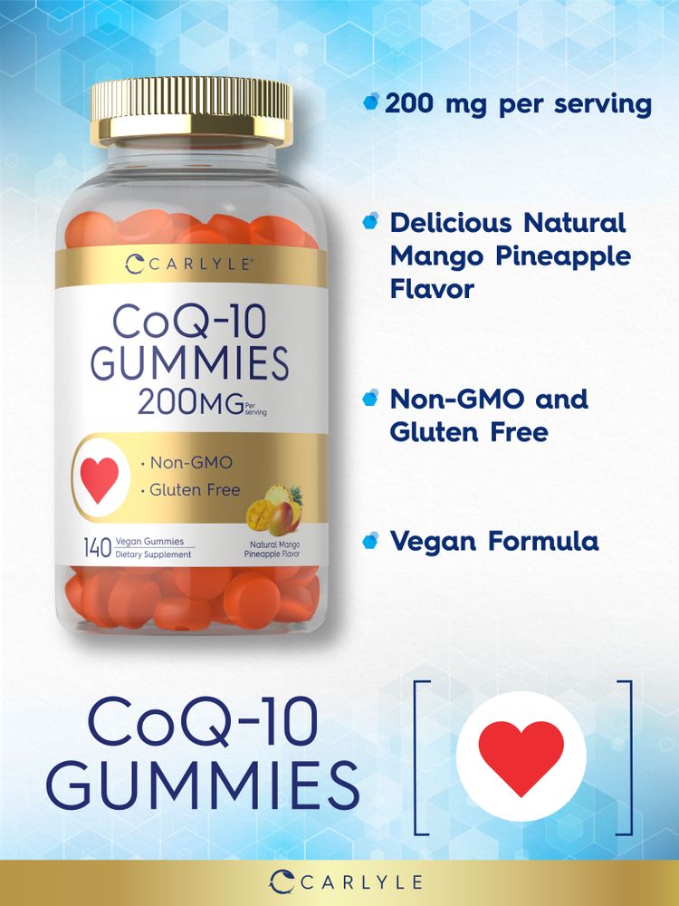 CoQ10 Gummies 200mg | 140 Count | Natural Mango Pineapple Flavor