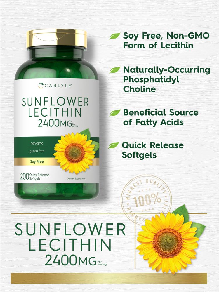 Sunflower Lecithin 2400mg per serving | 200 Softgels