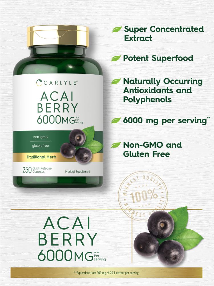 Açaí Berry 6000mg por porção | 250 Cápsulas