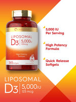 Load image into Gallery viewer, Liposomal Vitamin D3 5000 IU  | 365 Softgels
