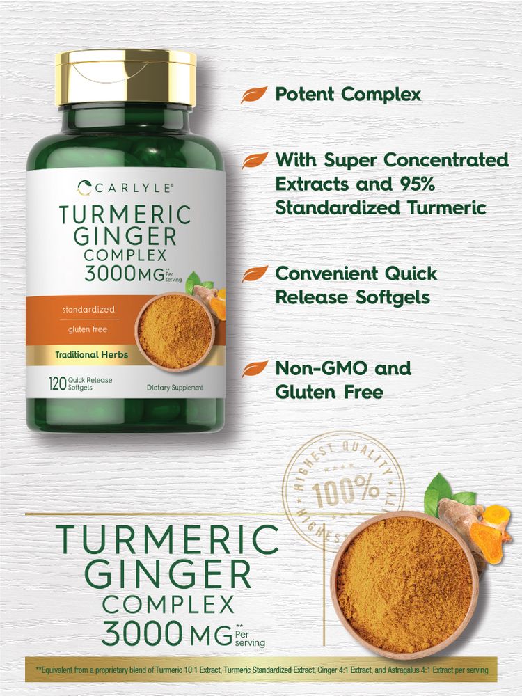 Turmeric Ginger Complex 3000mg per serving | 120 Softgels