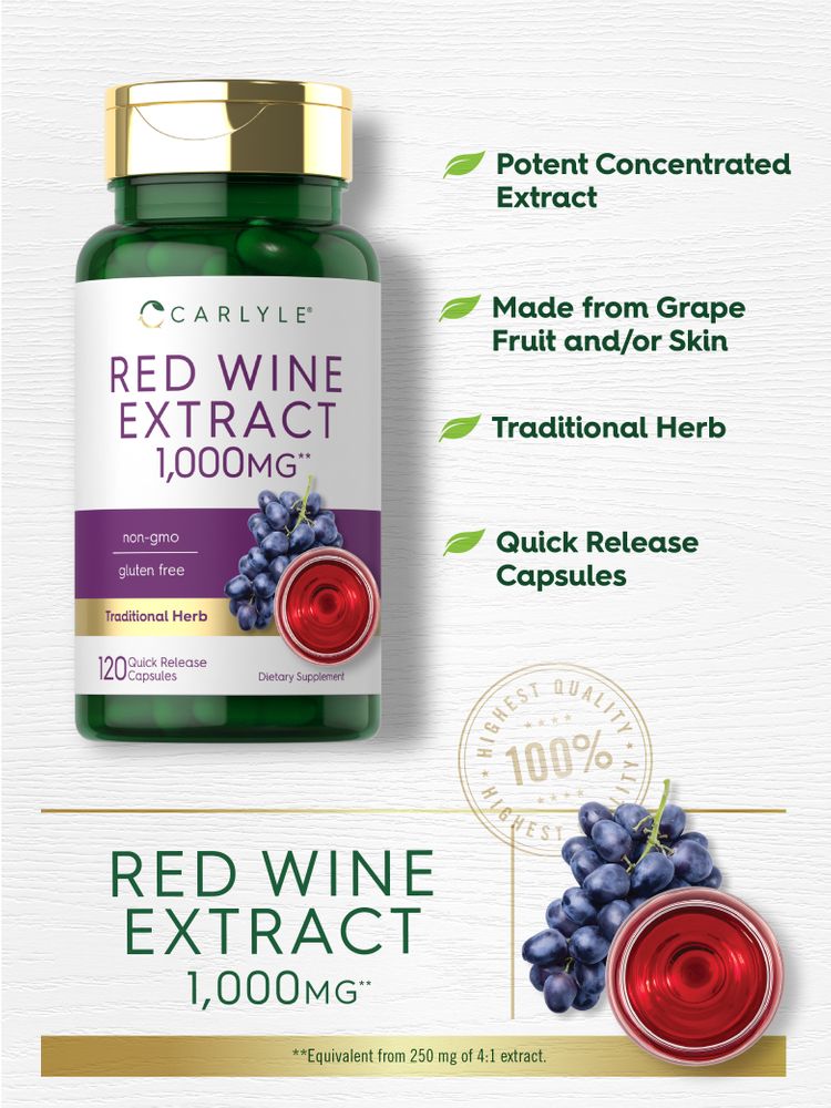 Red Wine Extract 1000 120 Capsules – Carlyle Nutritionals