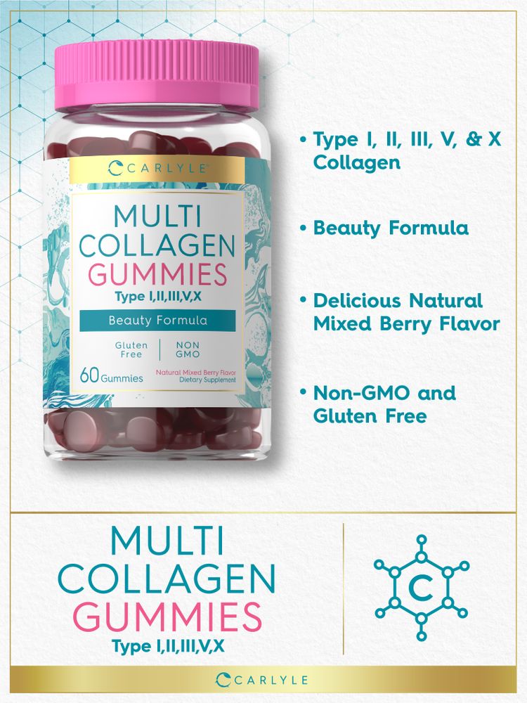 Multi Collagen Complex | 60 Gummies | Mixed Berry Flavor