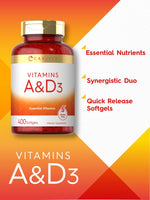 Load image into Gallery viewer, Vitamin A and D Supplement | 400 Softgels
