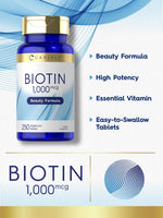 Load image into Gallery viewer, Biotin 1,000mcg | 250 Tablets
