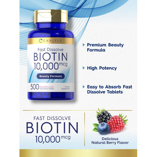 View 3 Biotina 10,000 mcg | 500 Tabletas