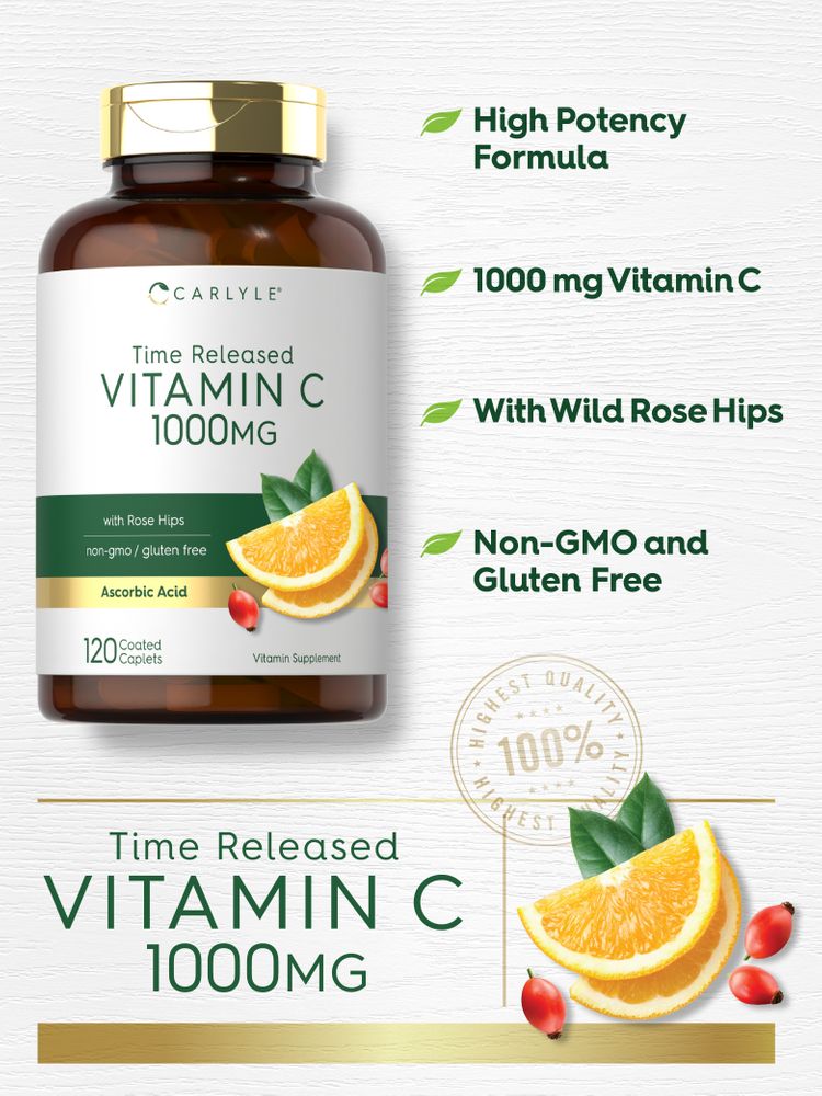 Vitamin C 1000mg mit Hagebutten | 120 Tabletten