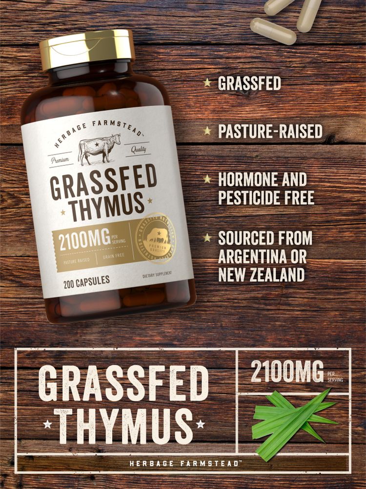 Grass Fed Beef Thymus 2100mg per serving | 200 Capsules