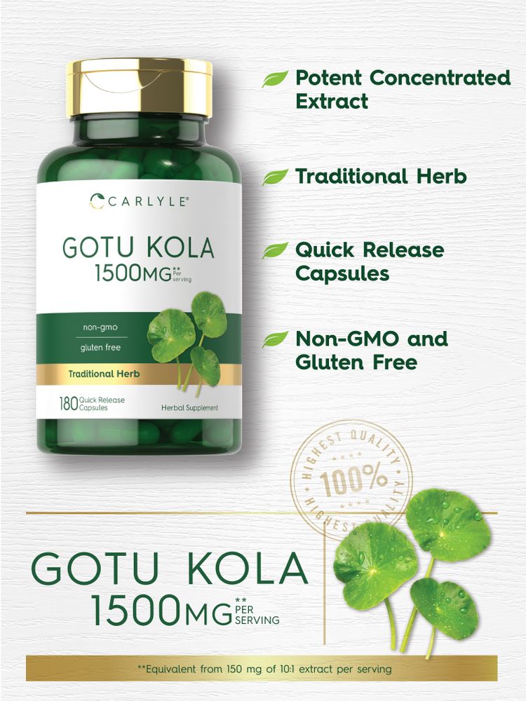 Gotu Kola 1500mg por porção | 180 Cápsulas