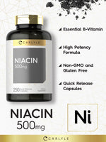 Load image into Gallery viewer, Niacin 500mg | 250 Capsules
