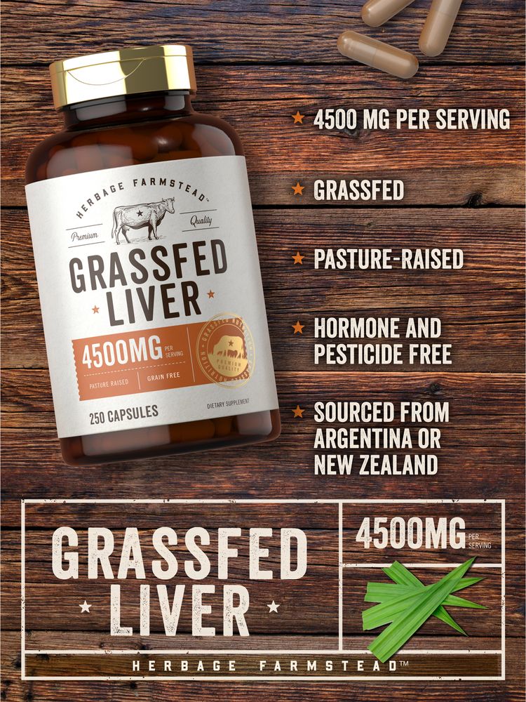 Grass Fed Beef Liver 4500mg per serving | 250 Capsules