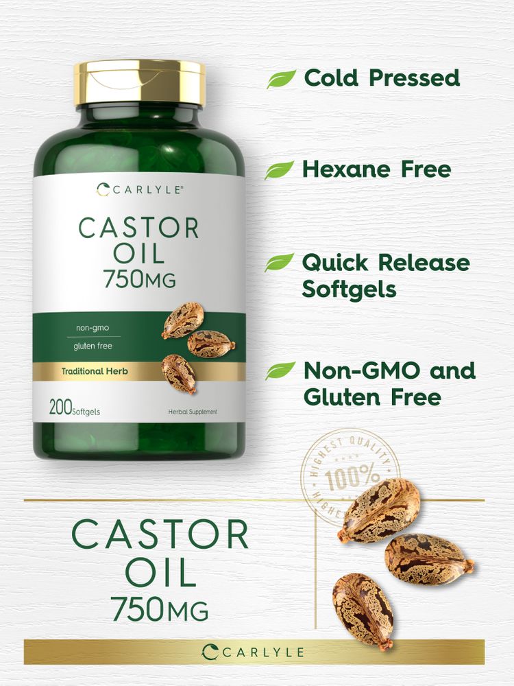 Castor Oil 750mg | 200 Softgels