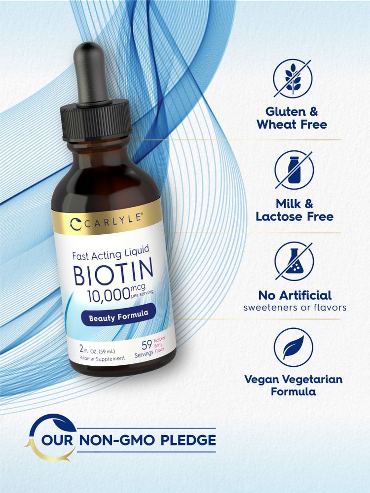 Biotin 10,000mcg Liquid Gel Drops | Natural Berry Flavor | 2oz