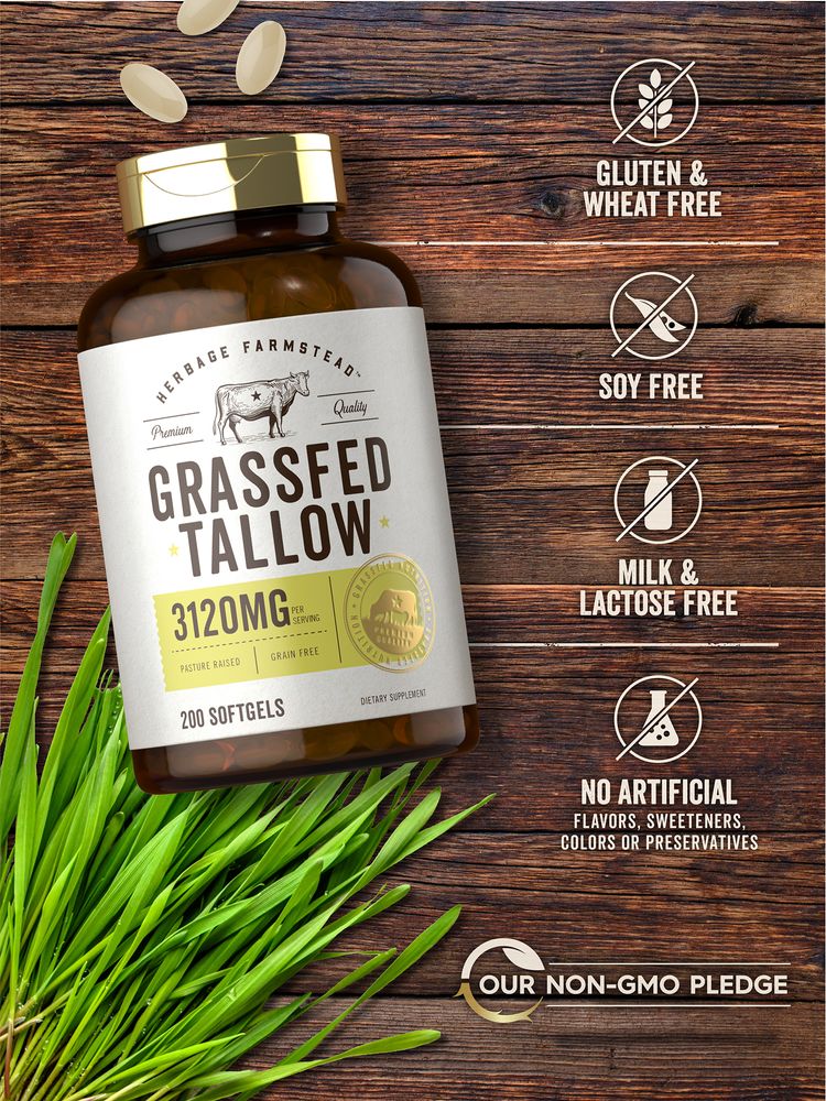 Grass Fed Tallow 3120mg per serving | 200 Softgels