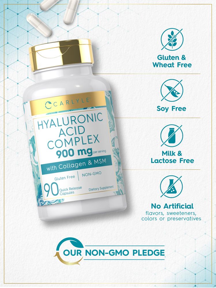 Kollagen mit Hyaluronsäure 900 mg pro Portion | 90 Kapseln