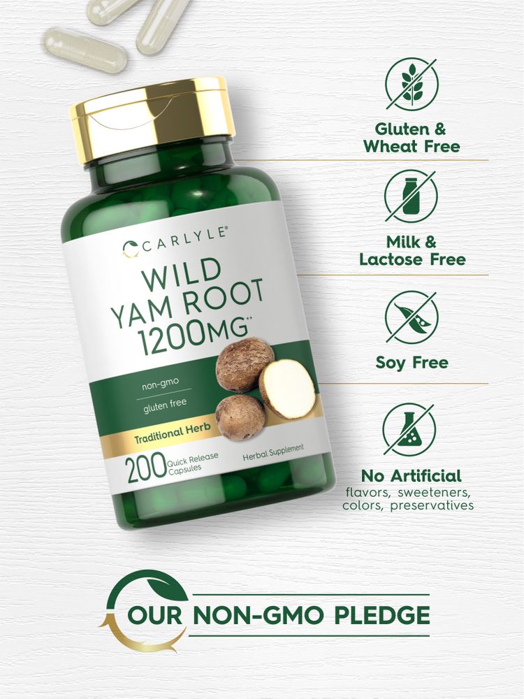 Wild Yam Root 1200mg | 200 Capsules