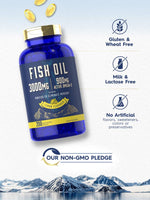 Load image into Gallery viewer, Fish Oil 3000mg | 900mg Omega 3 | 200 Softgels | Lemon Flavor
