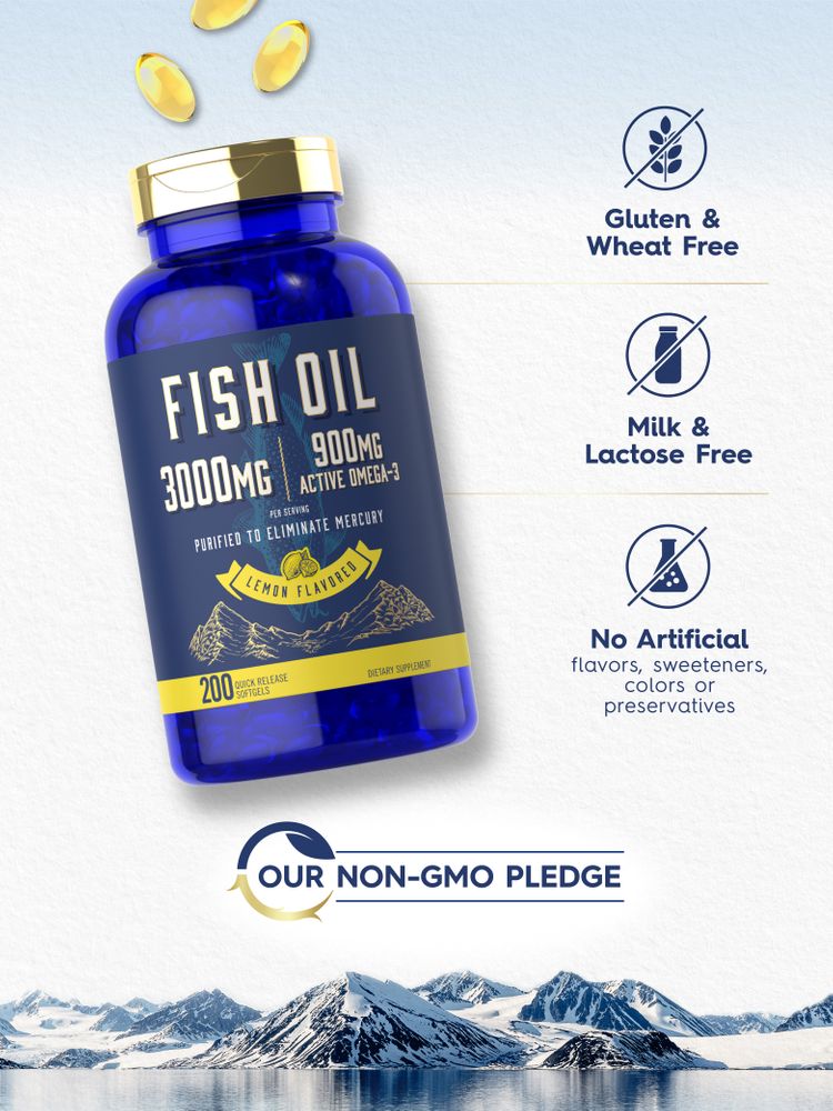 Fish Oil 3000mg with Omega-3 900mg per serving | 200 Softgels