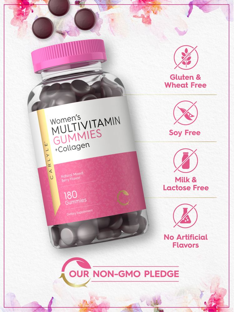 Women's Multivitamin Gummies with Collagen and Iron | Mixed Berry Flavor | 180 Gummies