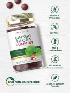 Ginkgo Biloba 300mg | 70 Gummies | Natural Peach Raspberry Flavor