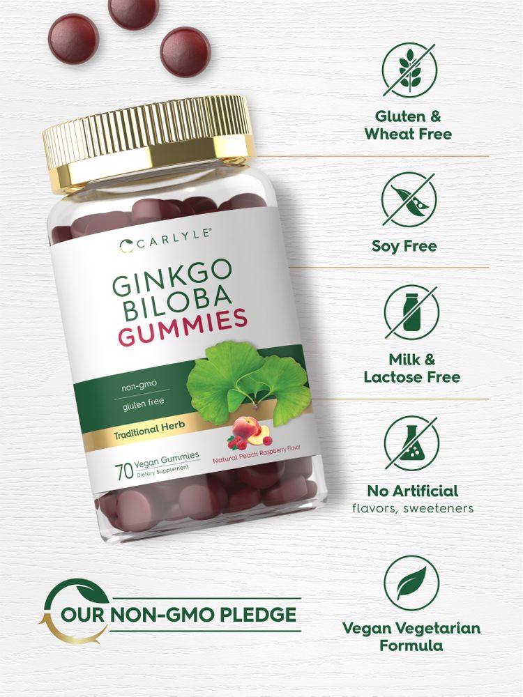 Ginkgo Biloba 300mg por porção | 70 Gomas