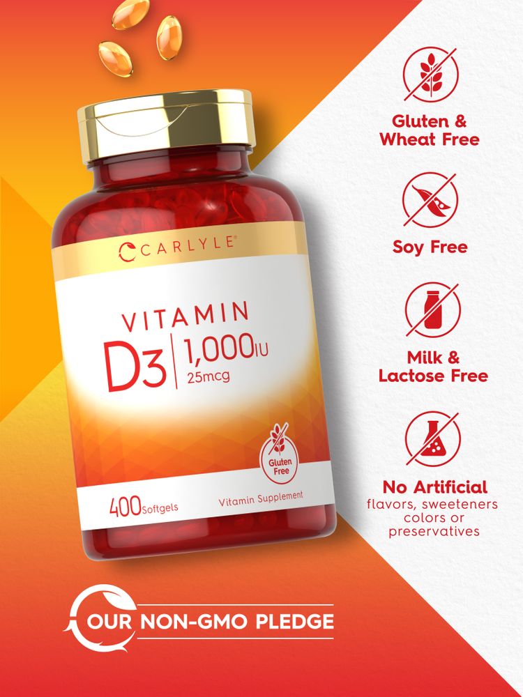 Vitamina D-3 1000IU | 400 Cápsulas blandas