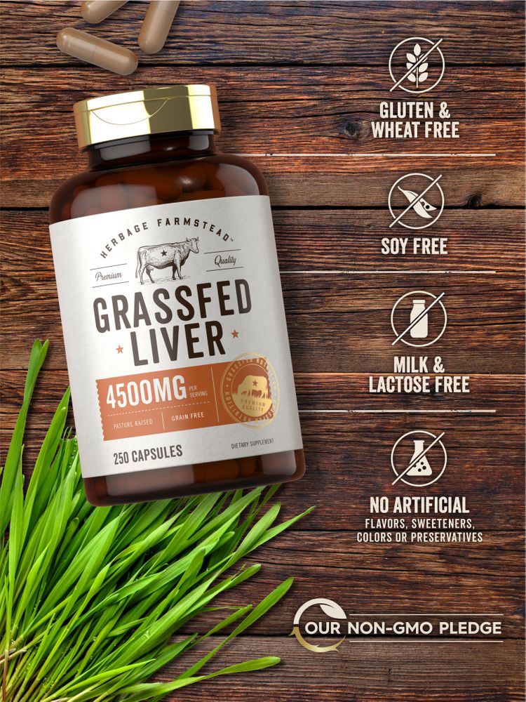 Grass Fed Beef Liver 4500mg per serving | 250 Capsules