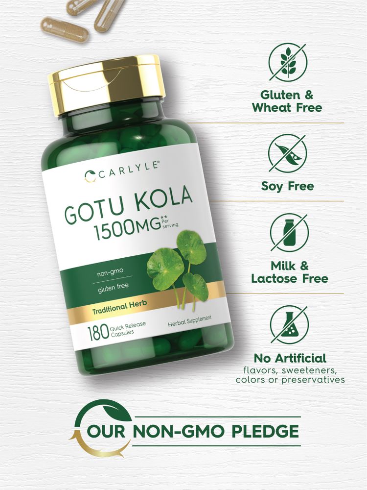 Gotu Kola 1500 mg par portion | 180 Capsules