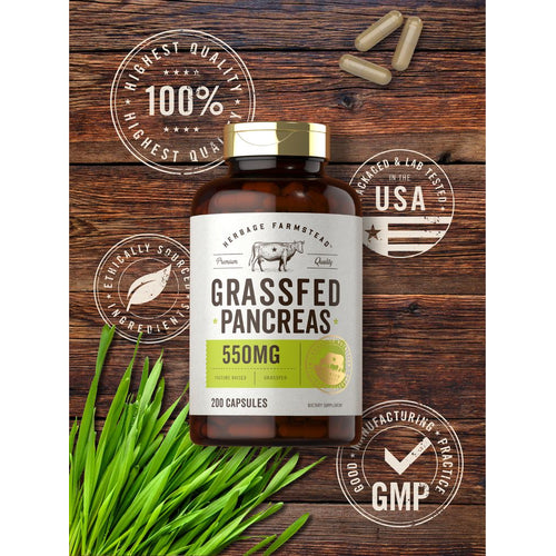 View 5 Páncreas de Res Alimentada con Pasto 550 mg por porción | 200 Cápsulas