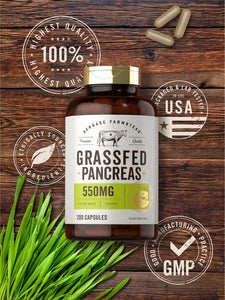 Grass Fed Beef Pancreas 550mg | 200 Capsules