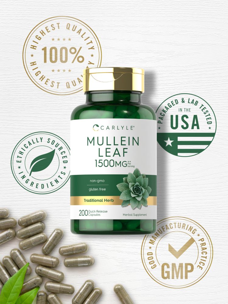 Feuille de Mullein 1500mg par portion | 200 Capsules