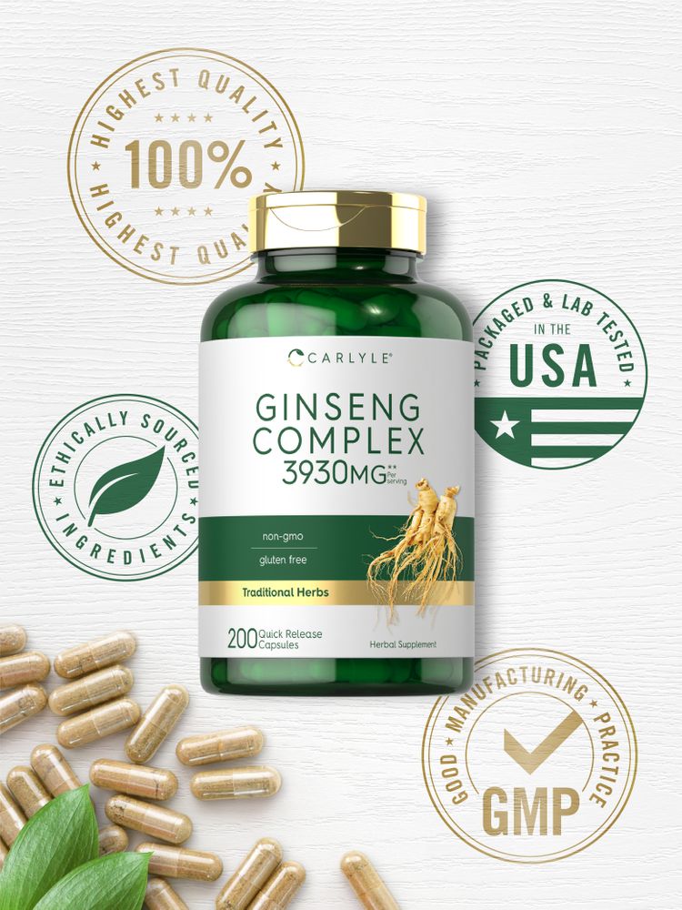 Complexe d'Extrait de Ginseng 1065mg par portion | 200 Capsules