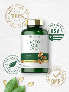 Castor Oil 750mg | 200 Softgels