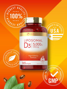 Liposomal Vitamin D3 5000 IU  | 365 Softgels