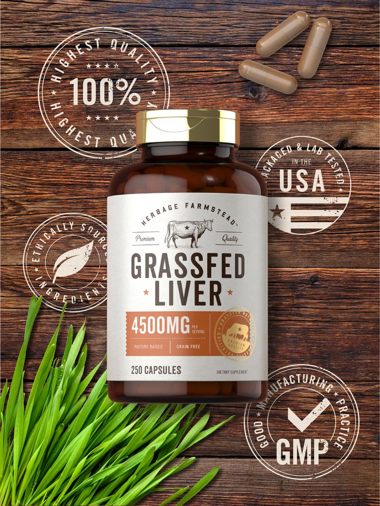 Grass Fed Beef Liver 4500mg per serving | 250 Capsules