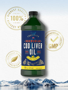 Cod Liver Oil Norwegian Liquid | Lemon Flavor | 3 x 16 fl oz Bottles