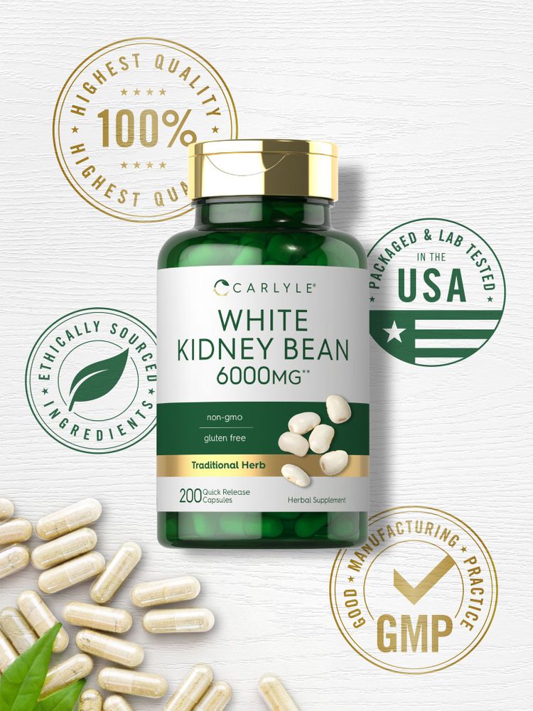 White Kidney Bean Carb Blocker 6000mg | 200 Capsules