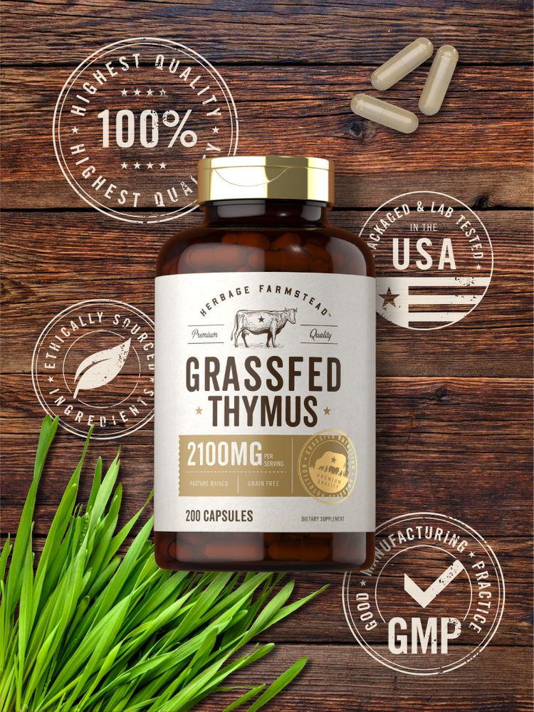 Grass Fed Beef Thymus 2100mg per serving | 200 Capsules