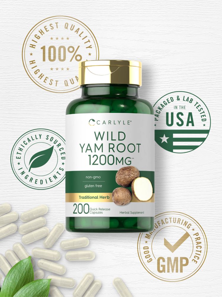 Wild Yam Root 1200mg | 200 Capsules