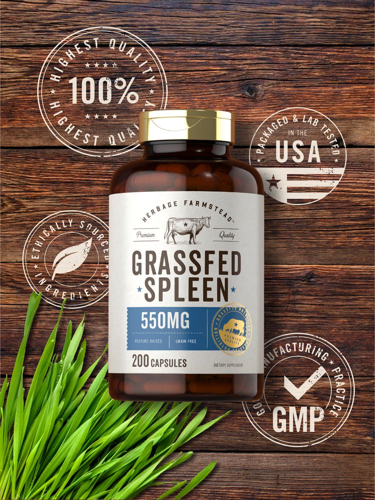 Grass Fed Beef Spleen 550mg | 200 Capsules