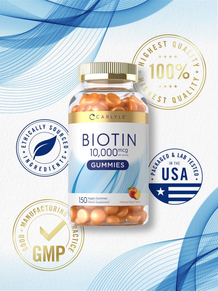 Biotin 10,000 mcg Gummies | Peach Flavor | 150 Count