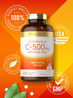 Load image into Gallery viewer, Vitamin C 500mg with Rose Hips | 400 Chewable Tablets
